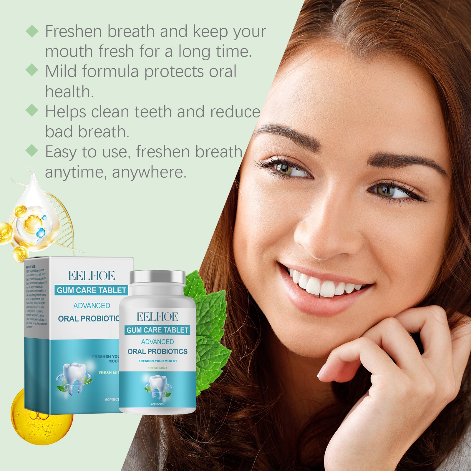 Probiotic Mouthwash Granules Solid Toothpaste Tablets Portable Mouthwash Granules Portable Clean Mouth Guard For Stain Removal - Korvel