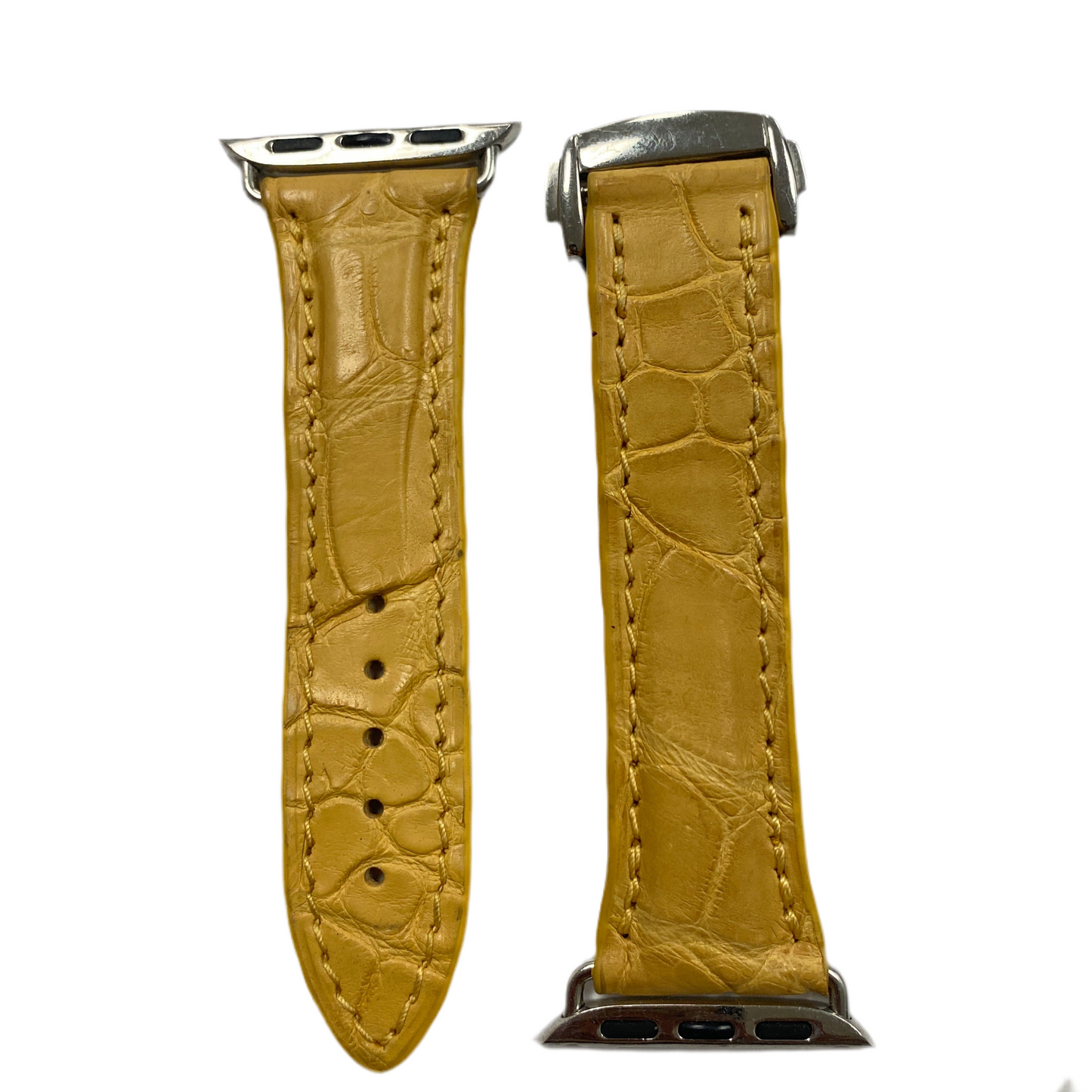 Correa para Apple Watch de Cocodrilo Amarillo Mostaza Natural