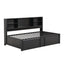 Metal Twin Size Daybed with Trundle, Storage & USB Ports - Black