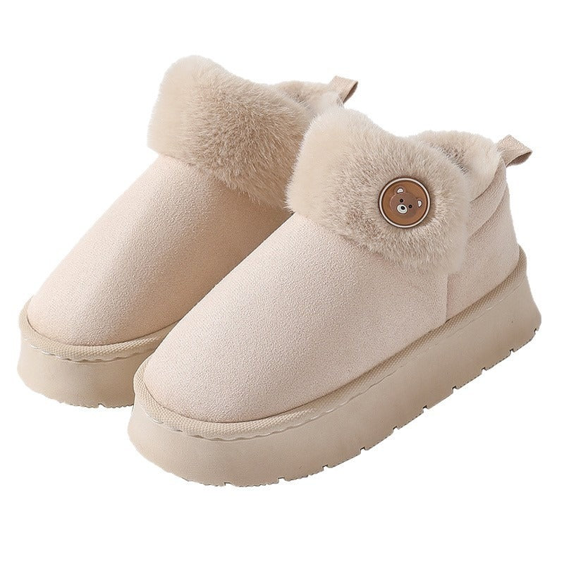 Chaussons en coton à enroulement de cheville - Chaussures épaisses antidérapantes et chaudes