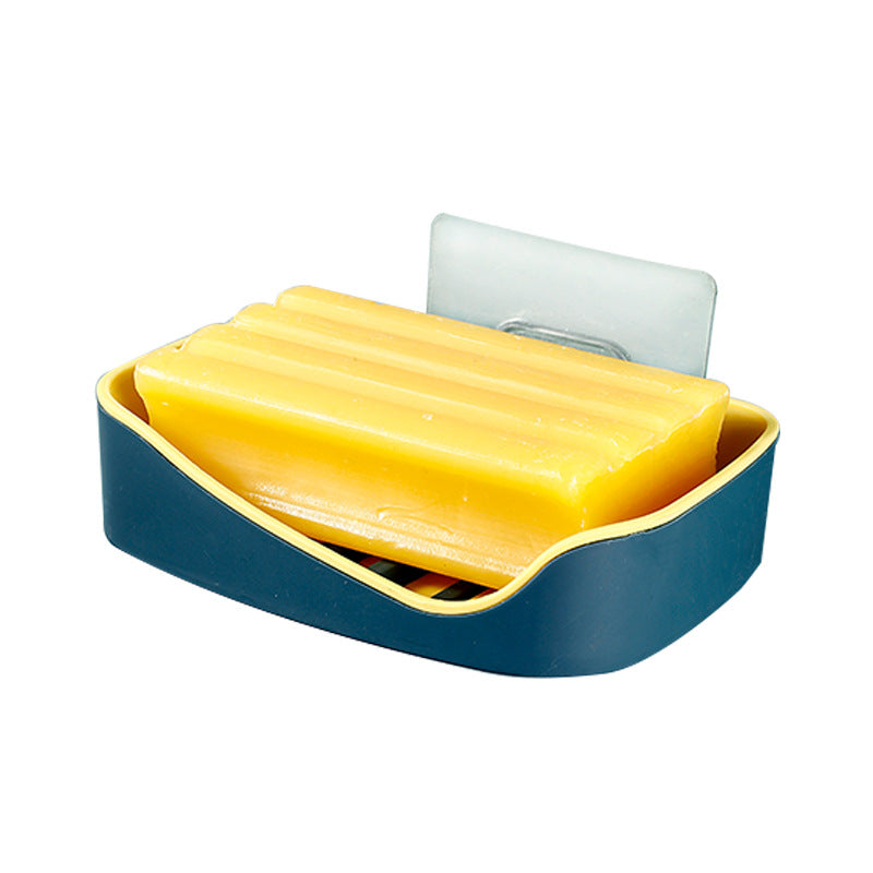 Contrast Color Drain Soap Box Double-Layer Storage Soap Box Bathroom Rack Strong Non-Marking Paste Soap Box - Korvel