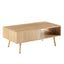 41.34" Modern Rattan Coffee Table with Sliding Door Storage