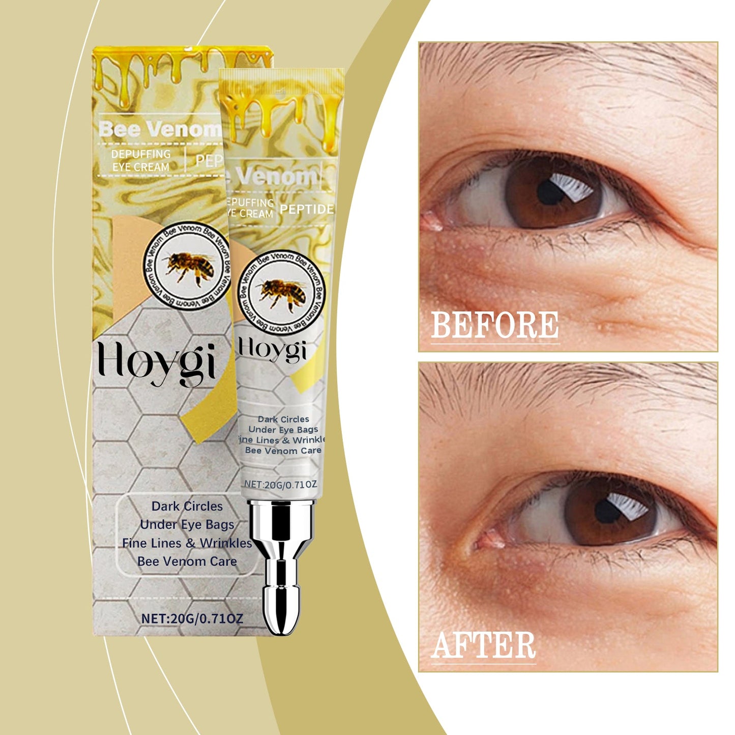 Bee Venom Eye Cream, gently hydrates and moisturizes the skin around the eyes to improve elasticity - Korvel