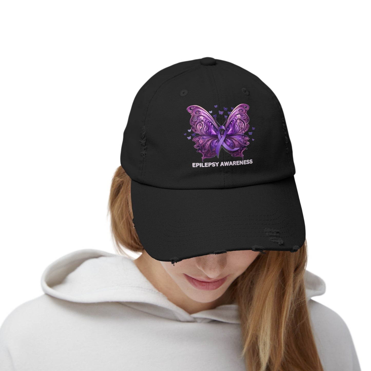 Epilepsy Butterfly Unisex Distressed Cap
