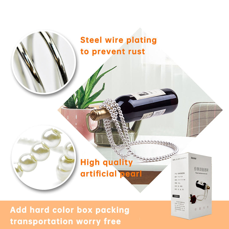 Pearl Necklace Stainless Steel Wine Rack Wine Pedestal Clamp Holder Suspension Champagne Whisky Small Ornaments - Korvel
