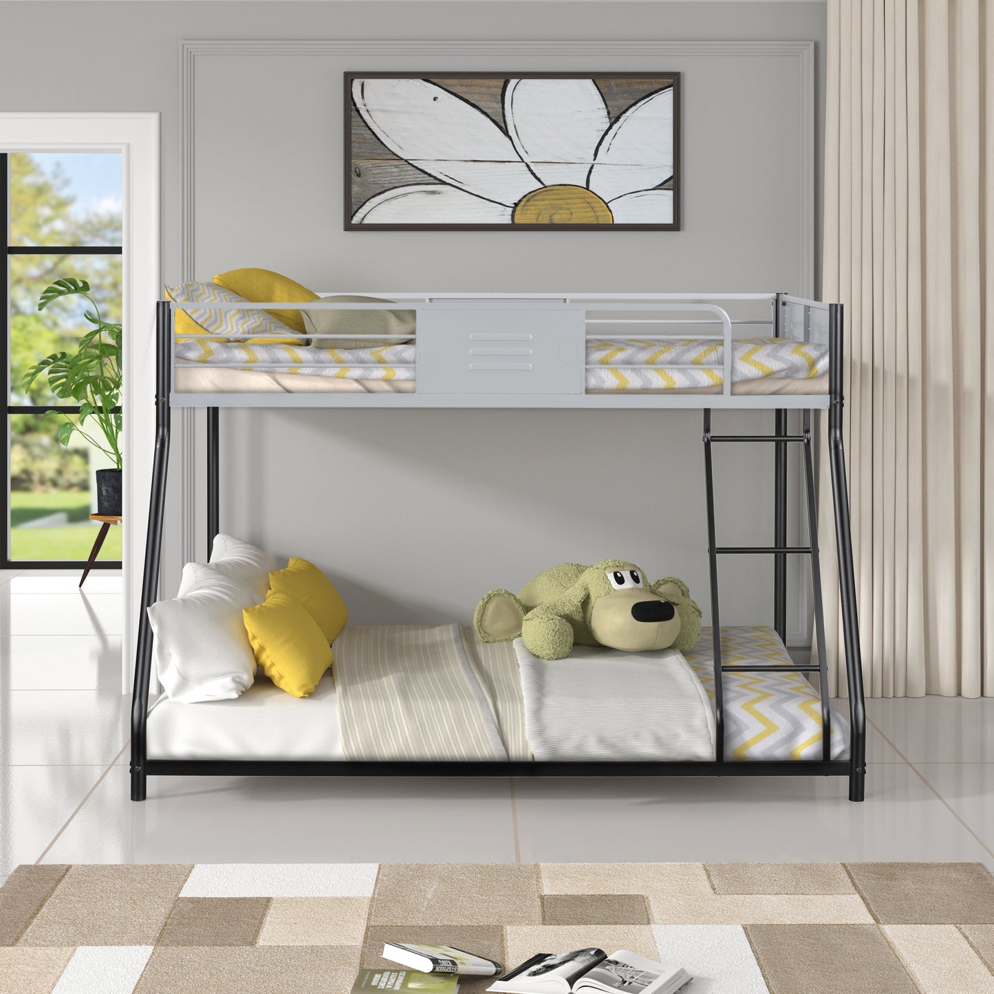 Full double-layer metal bed/heavy-duty sturdy metal/noise reduction/safety ventilation board guardrail - Korvel