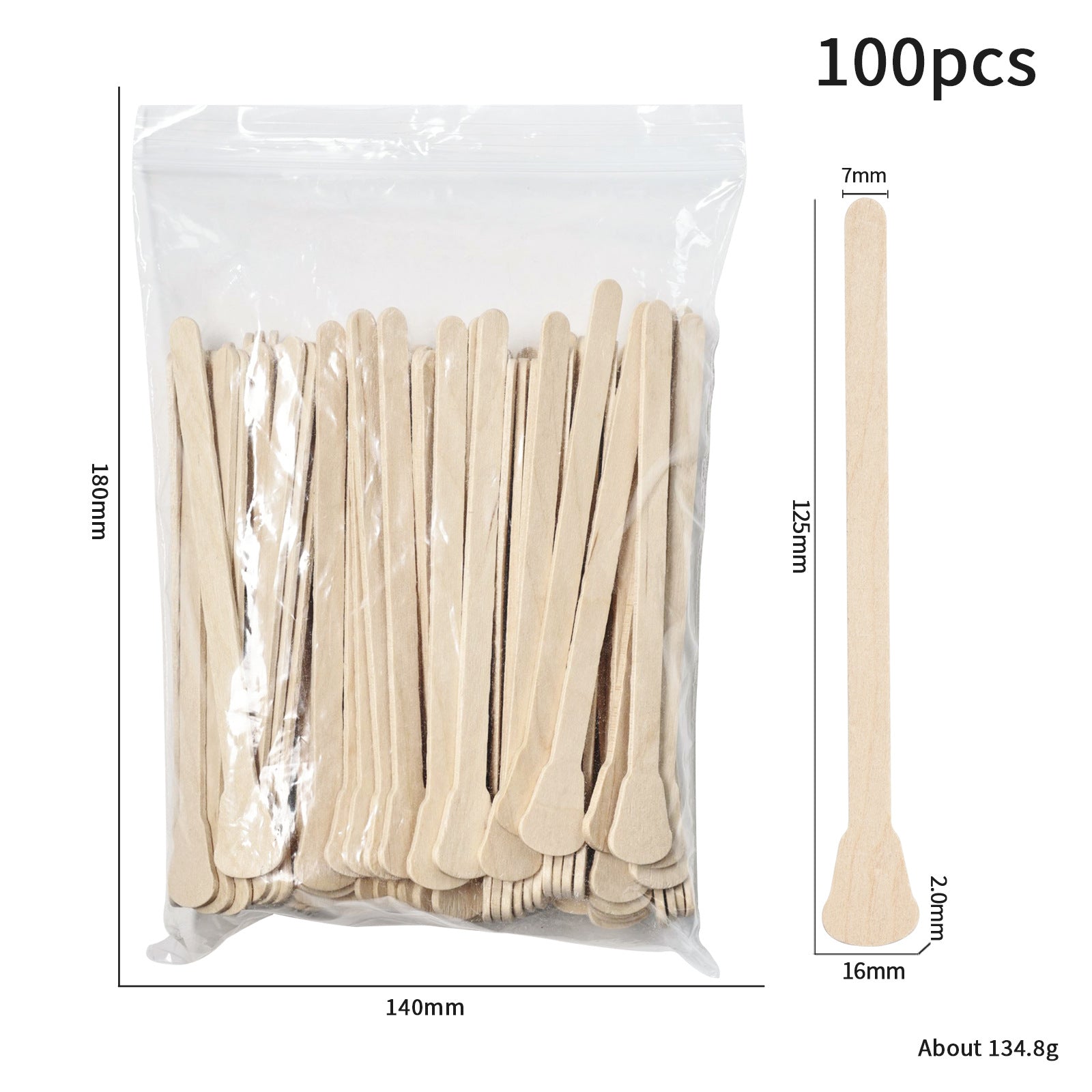 100-Piece Bag of Disposable Wooden Sticks for Hair Removal Waxing and Scraping Tools - Korvel