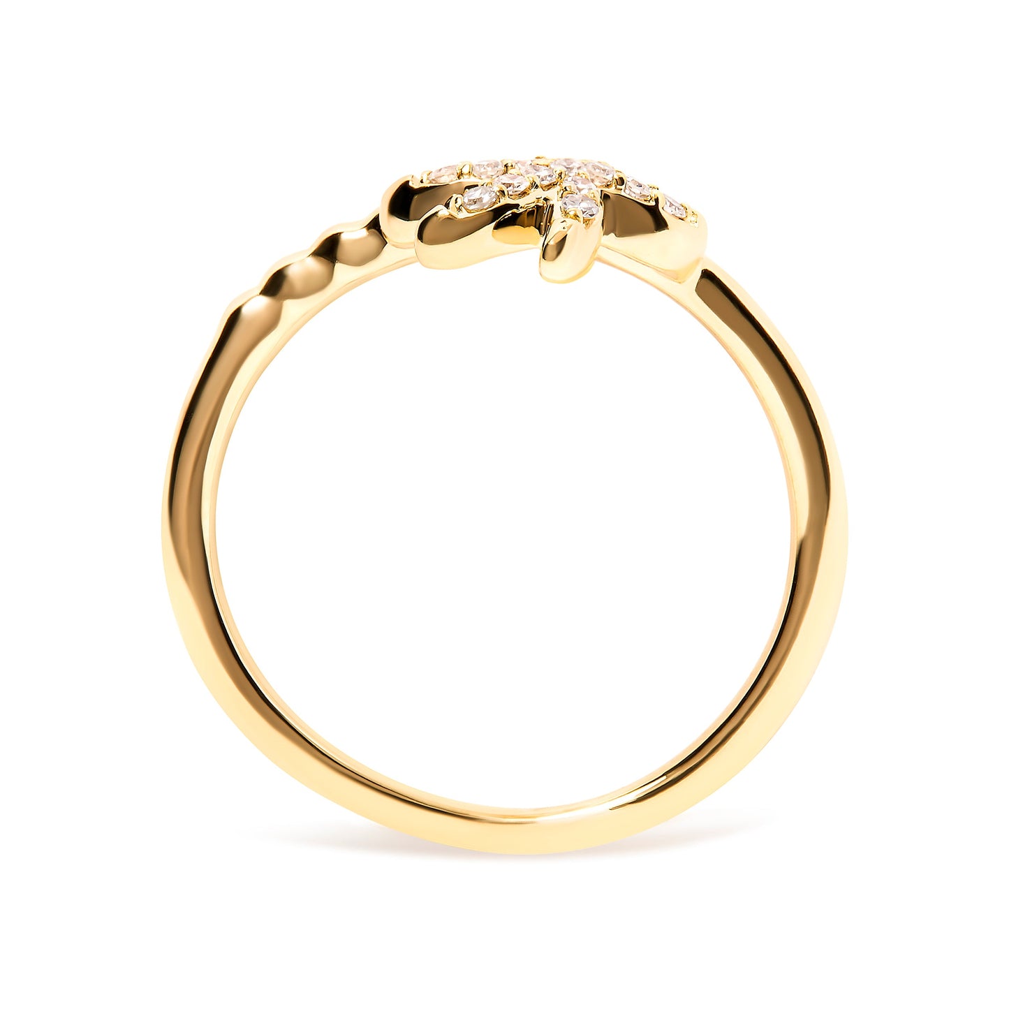 Bague de déclaration en diamant en or jaune 10K en forme de palmier - Taille 7