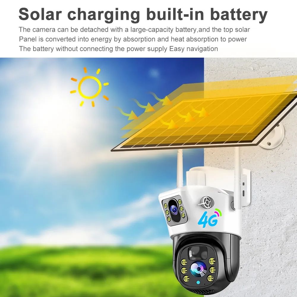 Cámara Solar 4G V380PRO - Seguridad en el Hogar de 4MP con Doble Lente
