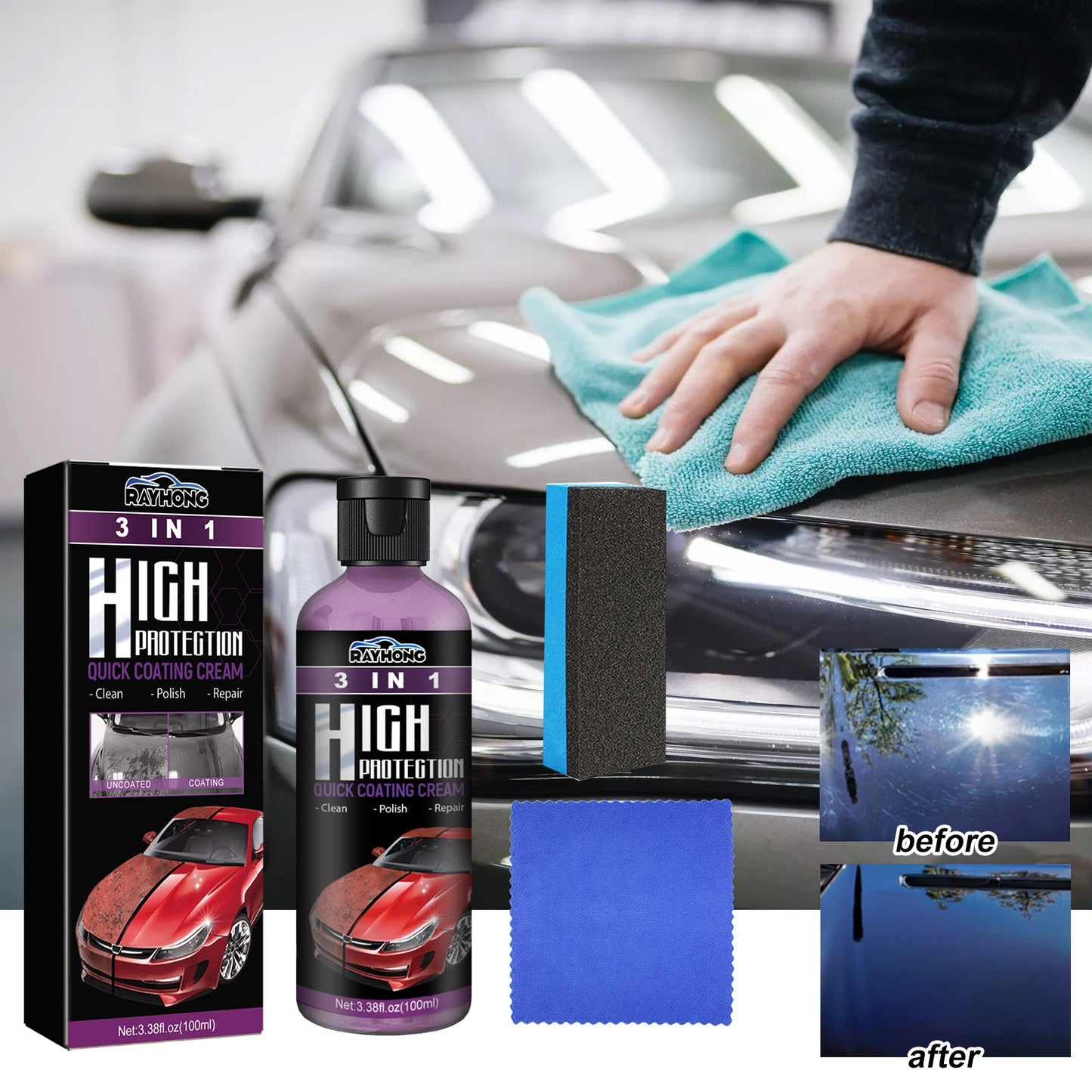 3-in-1 Coating Paste for Car Care and Maintenance
