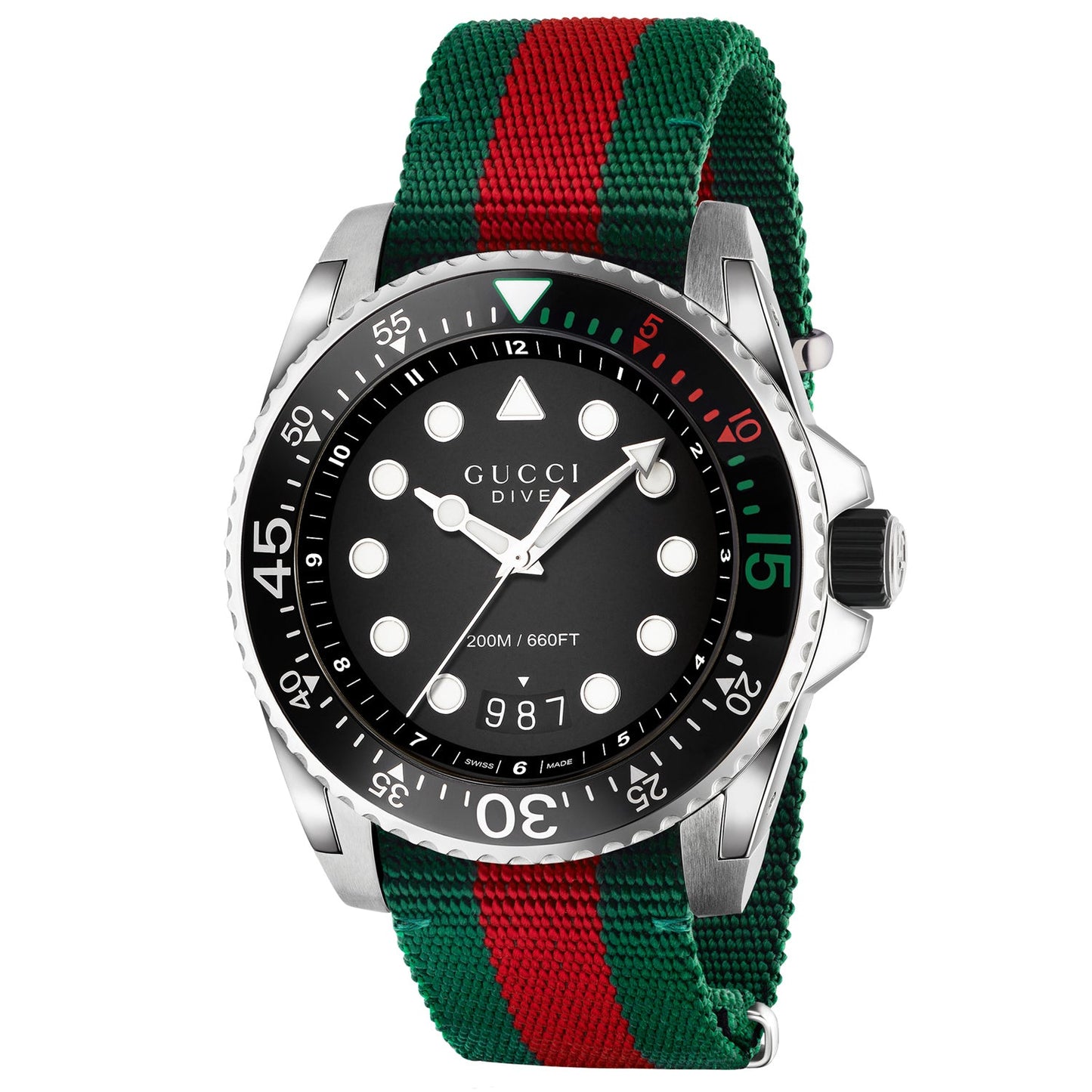 Montre de plongée pour homme Gucci - Acier inoxydable et toile premium