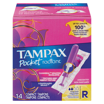Tampax Pocket Radiant Compact Tampons - Regular Absorbency