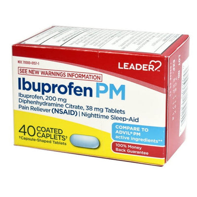 Leader Health Care Ibuprofen PM Caplets - 200 Mg, 40 Count