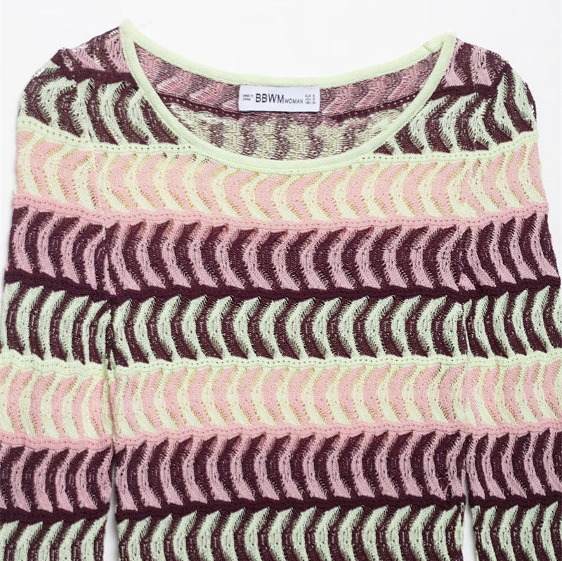 Robe tricotée ajustée élégante à manches longues pour femmes