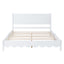Queen Size Wood Platform Bed Frame, Retro Style Bed with Rectangular Headboard,No Need Box Spring,White - Korvel