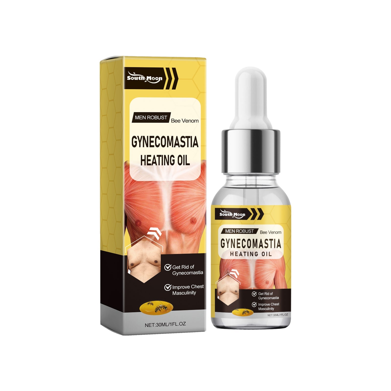 South Month Men's Chest Care Essential Oil, Chest Firming And Lifting Nourishing Skin Elasticity Care Oil - Korvel