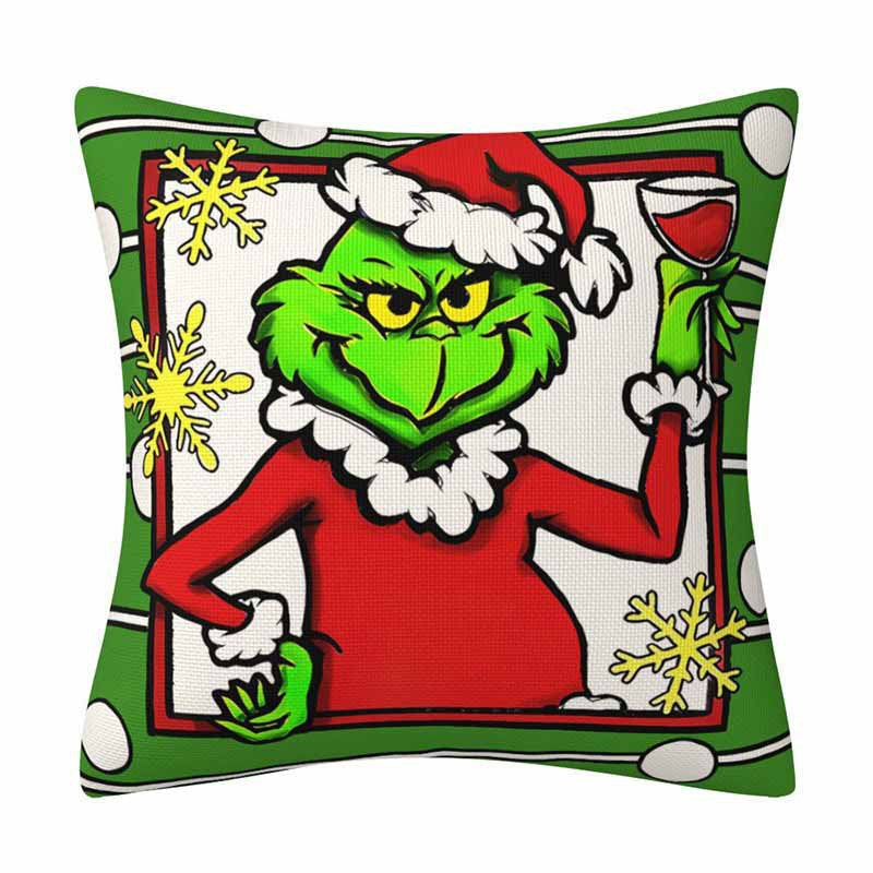 Grinch Christmas Pillow Cover Amazon Home Christmas Decoration Cushion Sofa Pillowcase Combination - Korvel