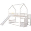 Twin over Twin House Bunk Bed with Convertible Slide,Storage Staircase,White - Korvel