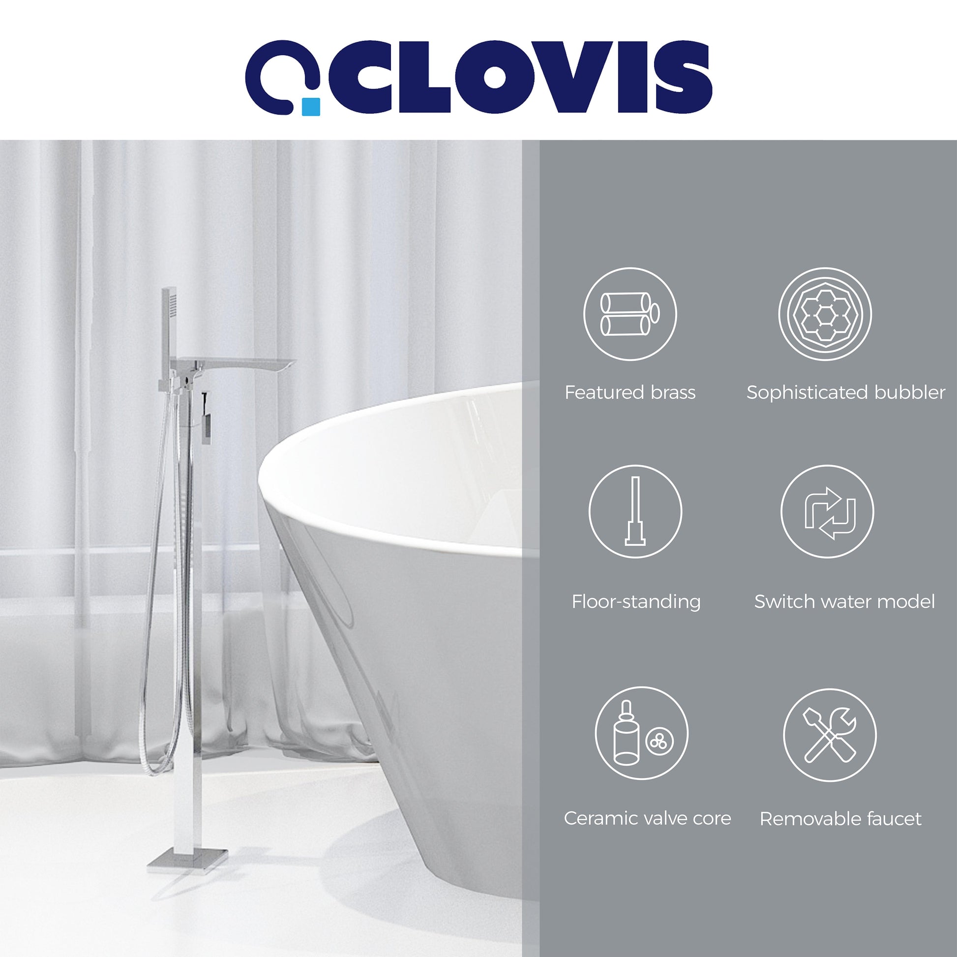 Single Handle Floor Mounted Freestanding Tub Filler - Korvel