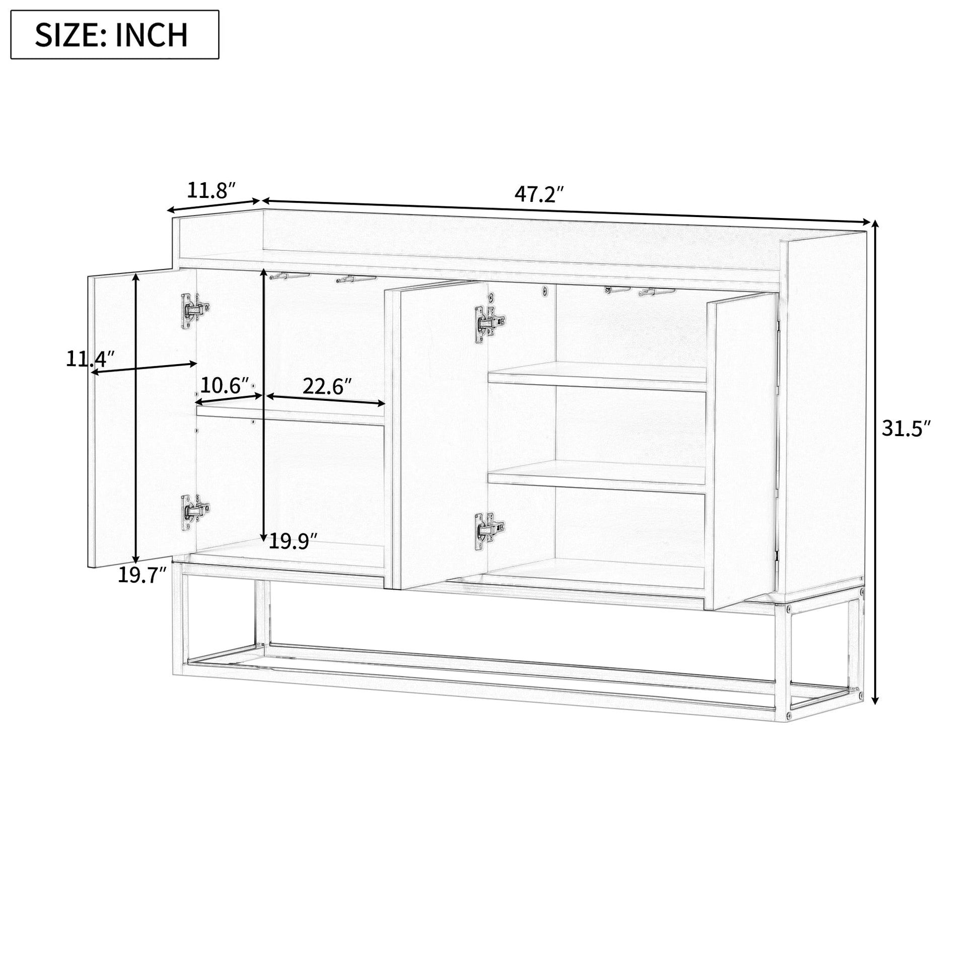 TREXM Modern Sideboard Elegant Buffet Cabinet with Large Storage Space for Dining Room, Entryway (White) - Korvel
