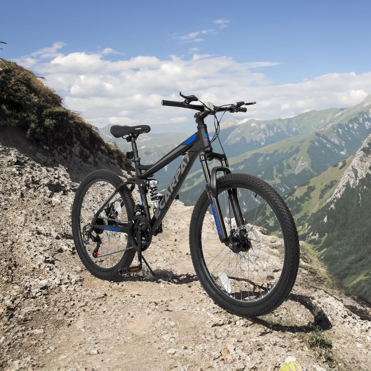 A2660 Ecarpat Mountain Bike 26 inch Wheel Carbon Steel Frame Disc Brake Thumb Shift Front Fork Rear Shock Absorber Bicycle - Korvel