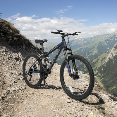 A2660 Ecarpat Mountain Bike 26 inch Wheel Carbon Steel Frame Disc Brake Thumb Shift Front Fork Rear Shock Absorber Bicycle - Korvel