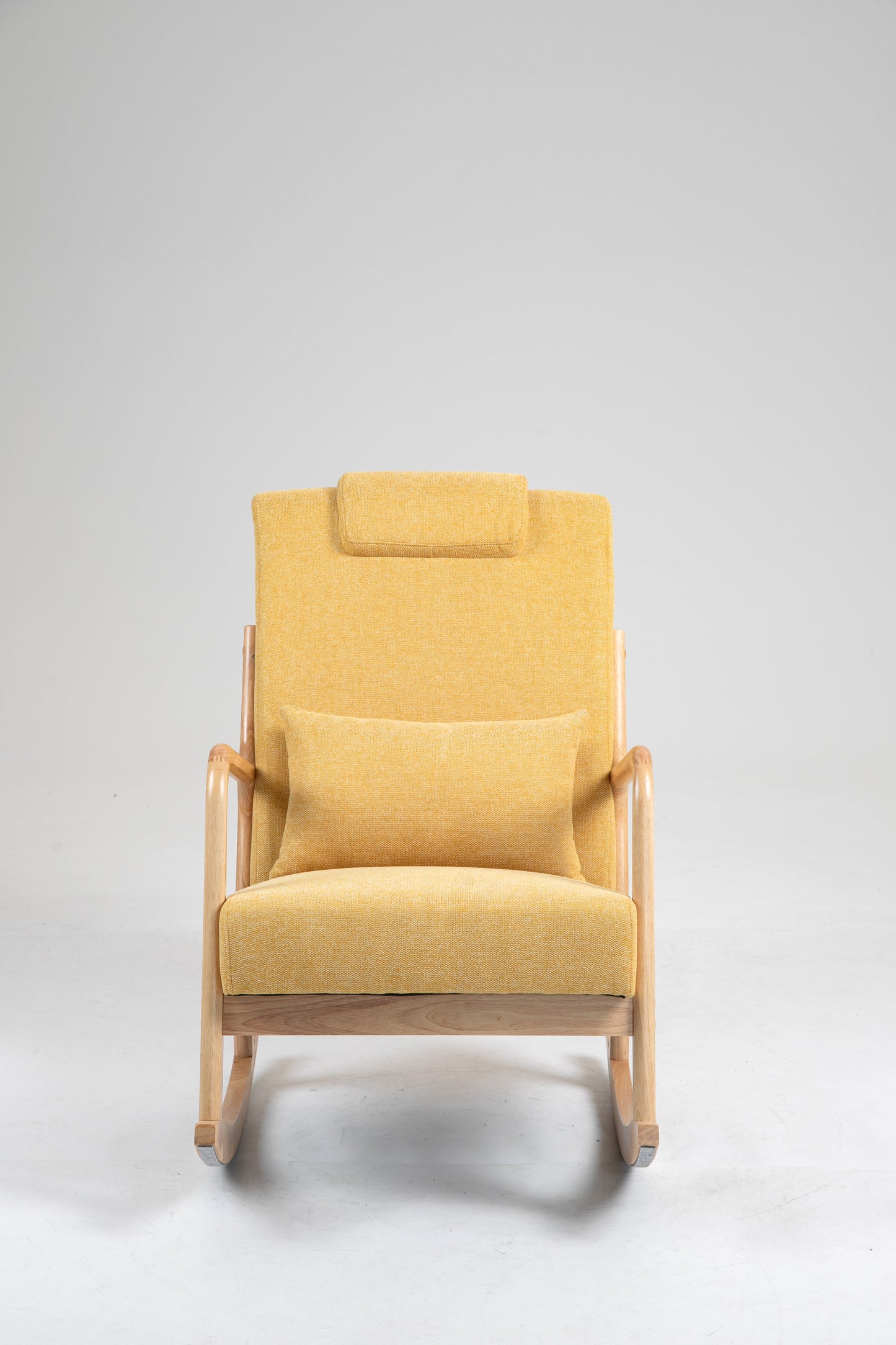 Rocking Chair Upholstered Fabric Rocking Armchair Indoor with High Backrest Glider Chairs and Lumbar Pillow for Living Room - Korvel