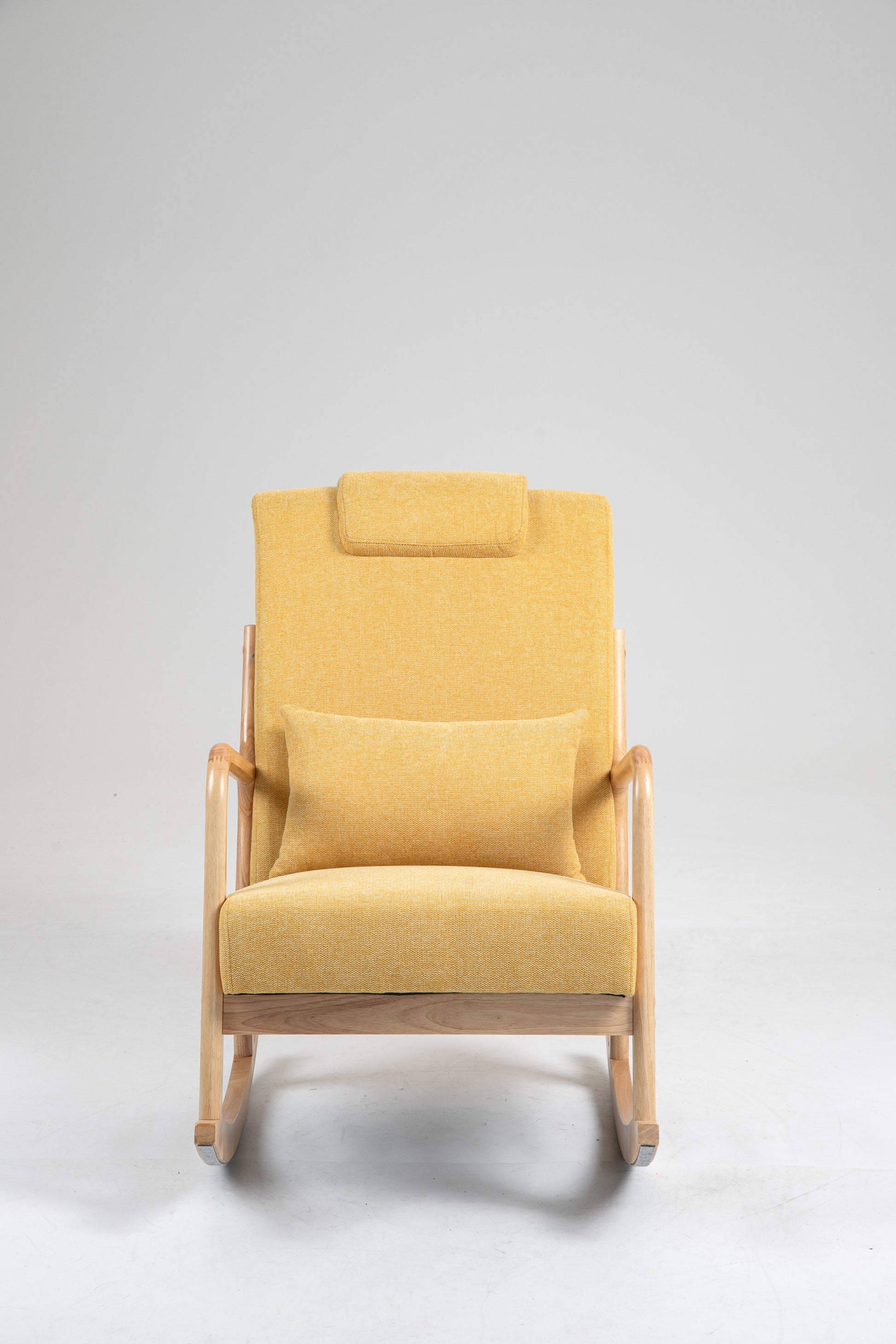 Rocking Chair Upholstered Fabric Rocking Armchair Indoor with High Backrest Glider Chairs and Lumbar Pillow for Living Room - Korvel