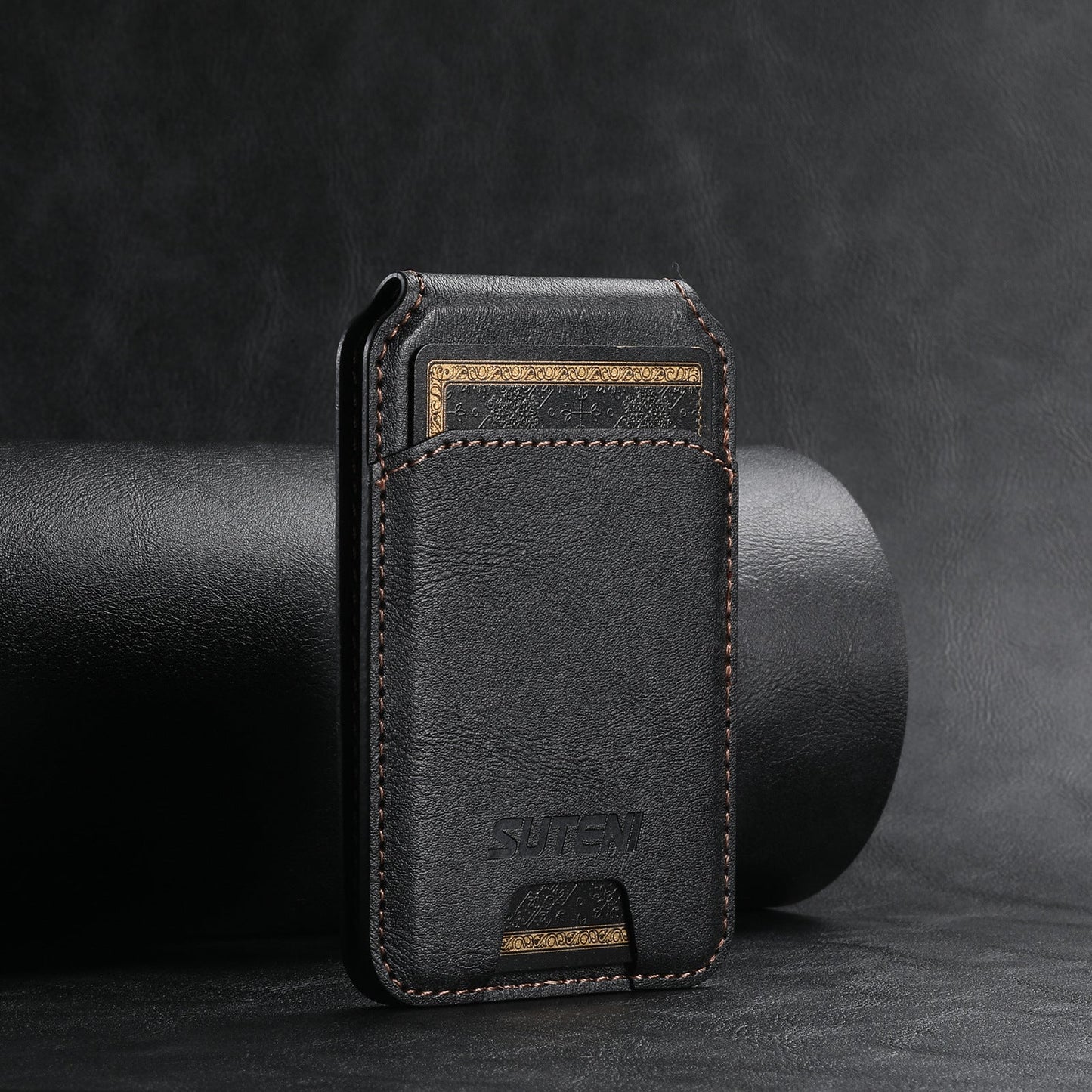Premium PU Leather Magnetic Card Holder for Mobile Phones