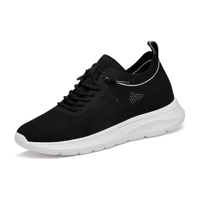 Indoor height increasing sports and leisure shoes for men white invisible height increasing shoes 7CM - Korvel