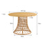 Outdoor dining set of 5 simple bamboo dinning table  PE ratten round table 110CM plastic wood top - Korvel