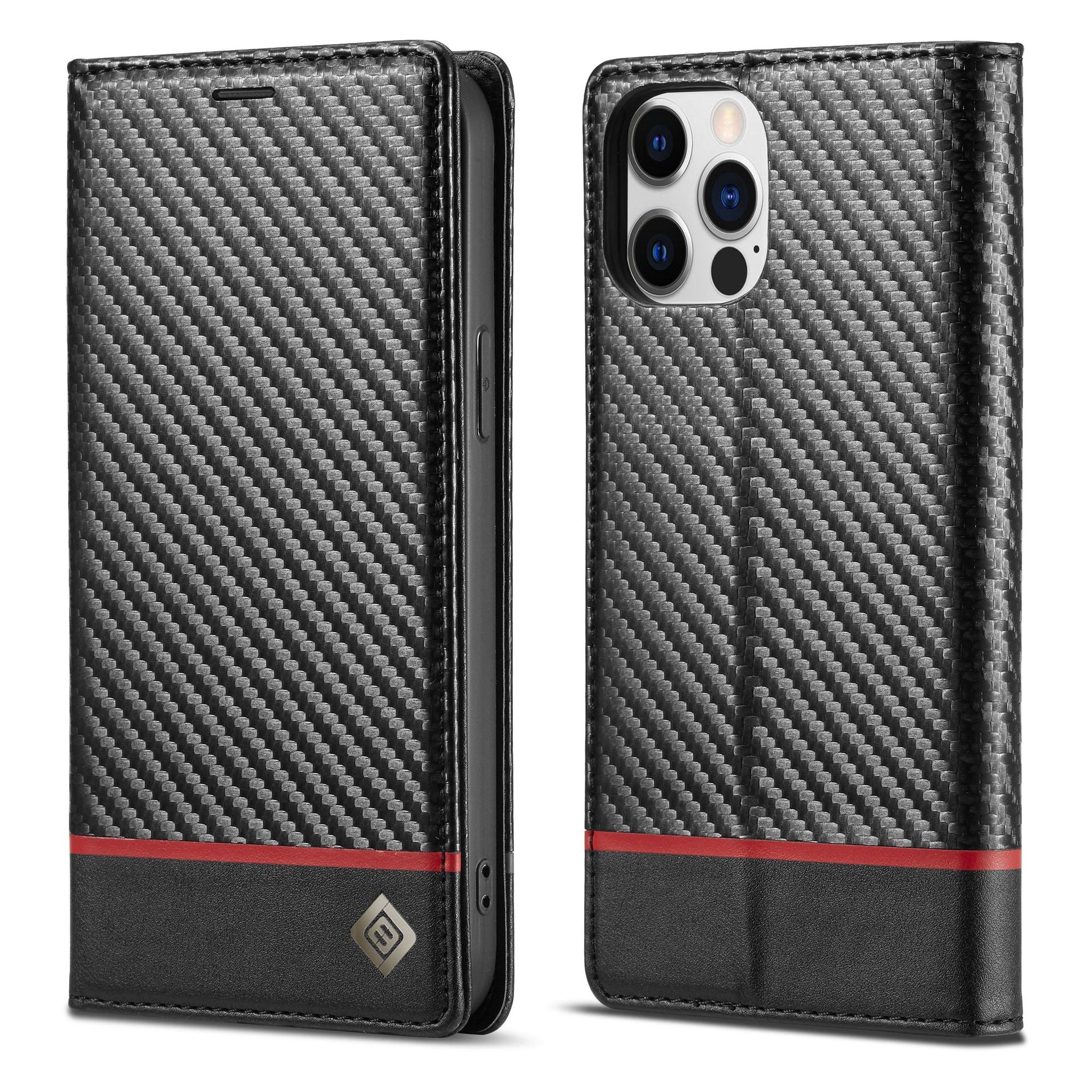 New Carbon Fiber For iPhone 13 13promax 13pro Mobile Phone Leather Case Magnetic Suction Protective Cover - Korvel