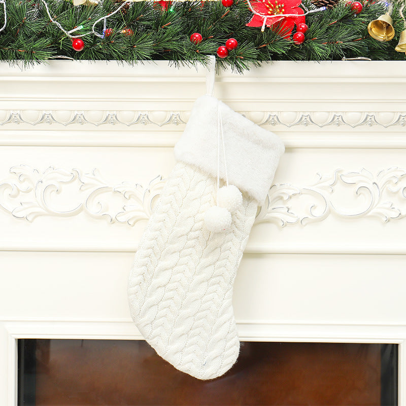 Christmas Decorations Knitted Wool Thick White Wool Socks Hotel Home Christmas Socks - Korvel