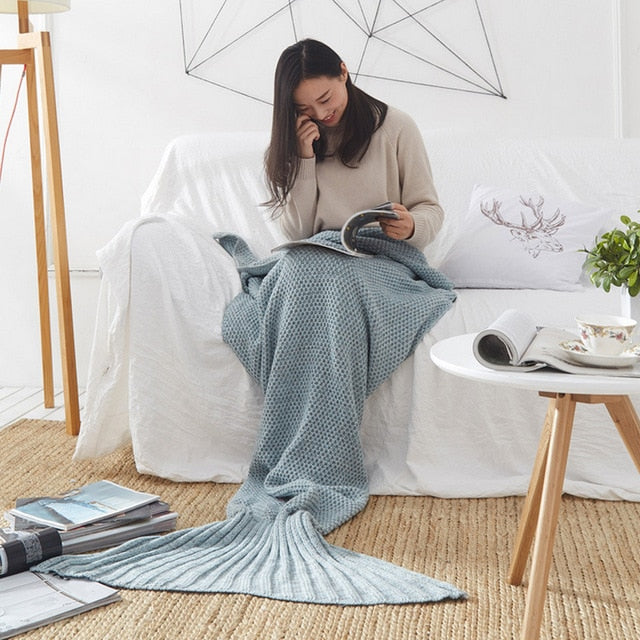 Handmade Mermaid Tail Blanket - Cozy Knitted Sleeping Bag