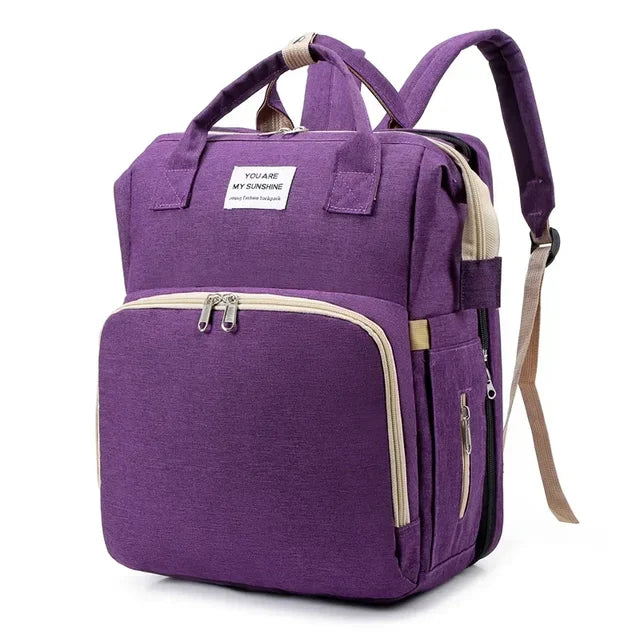 New Outdoor Folding Bag with Baby Can Sleep Mommy Bag Multi-functional Bottle Backpack Diaper Backpack - Korvel