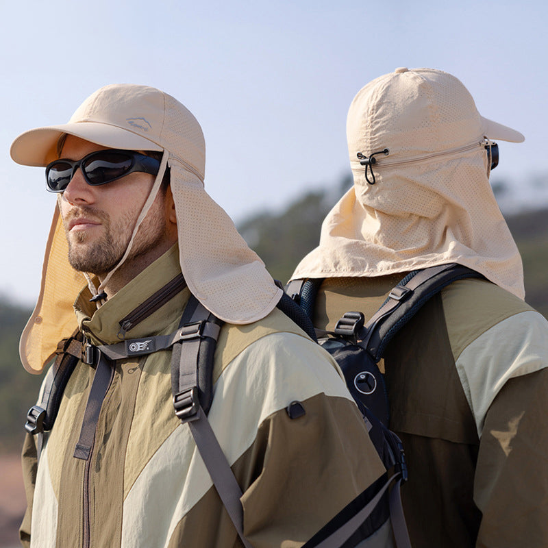 1pc Summer Baseball Cap with Detachable 360° Neck Sun Flap. For men, hiking, fishing, outdoor. - Korvel