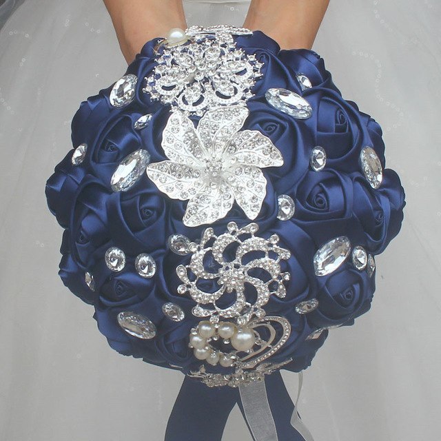 Artificial Wedding Bouquets Hand Made Flower Rhinestone Bridesmaid Crystal Bridal Wedding Bouquet - Korvel