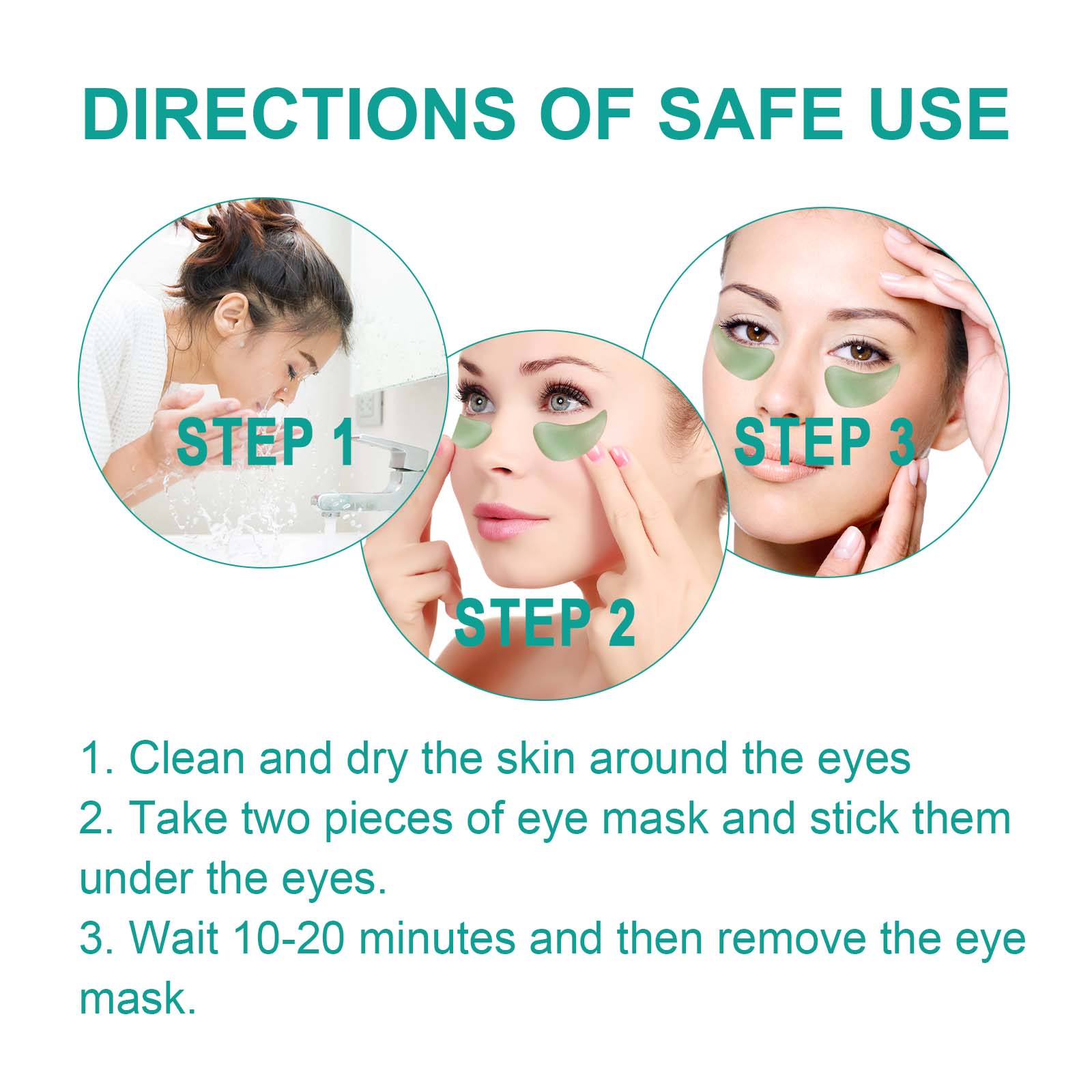 Chlorella Vera Hydrogel Eye Mask, Moisturizing Desalination Eye Grain Compact Fine Grain Soft Skin Hydrating Eye Mask - Korvel