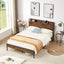 Bed frame with charging station full size, Rustic Brown, 83.1'' L x 56.1'' W x 39'' H - Korvel