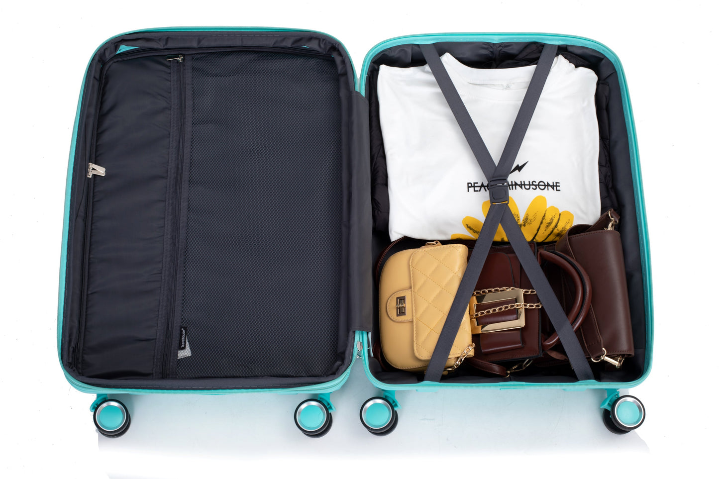 Expandable Hardshell Suitcase Double Spinner Wheels PP Luggage Sets Lightweight Durable 3-Piece Set (20/24/28) , Lake Blue - Korvel
