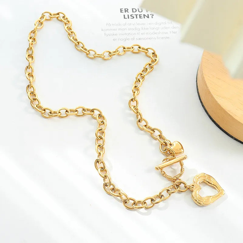 Collar de Pendiente de Corazón de Acero de Titanio