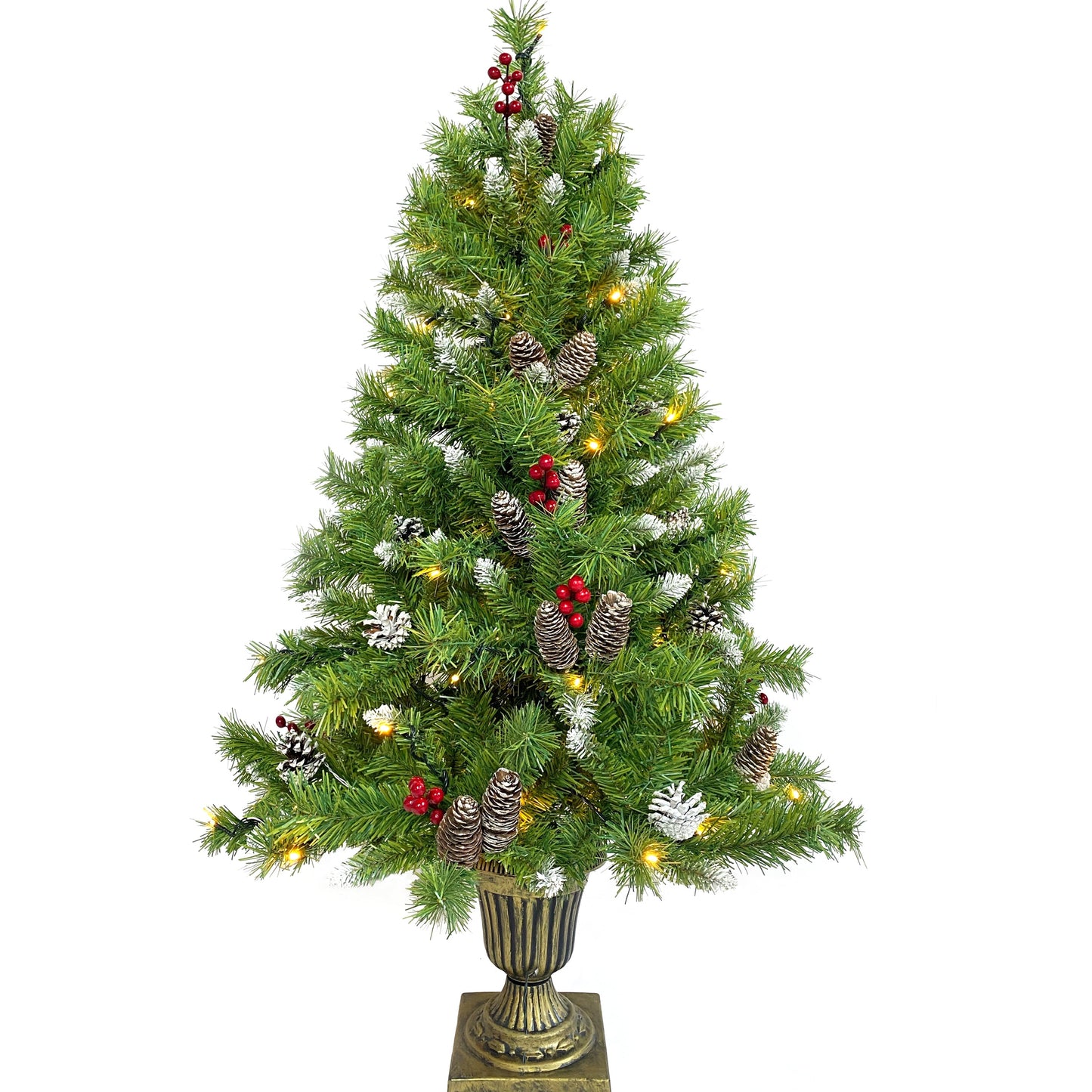 Christmas Tree Artificial Christmas 4-piece Set, including flower wreath, flower wreath, and 2 entrance trees, with LED lights - Korvel