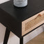 Side table with two real rattan drawers, solid wood table legs,can be used in the dining room, living room,bedroom - Korvel