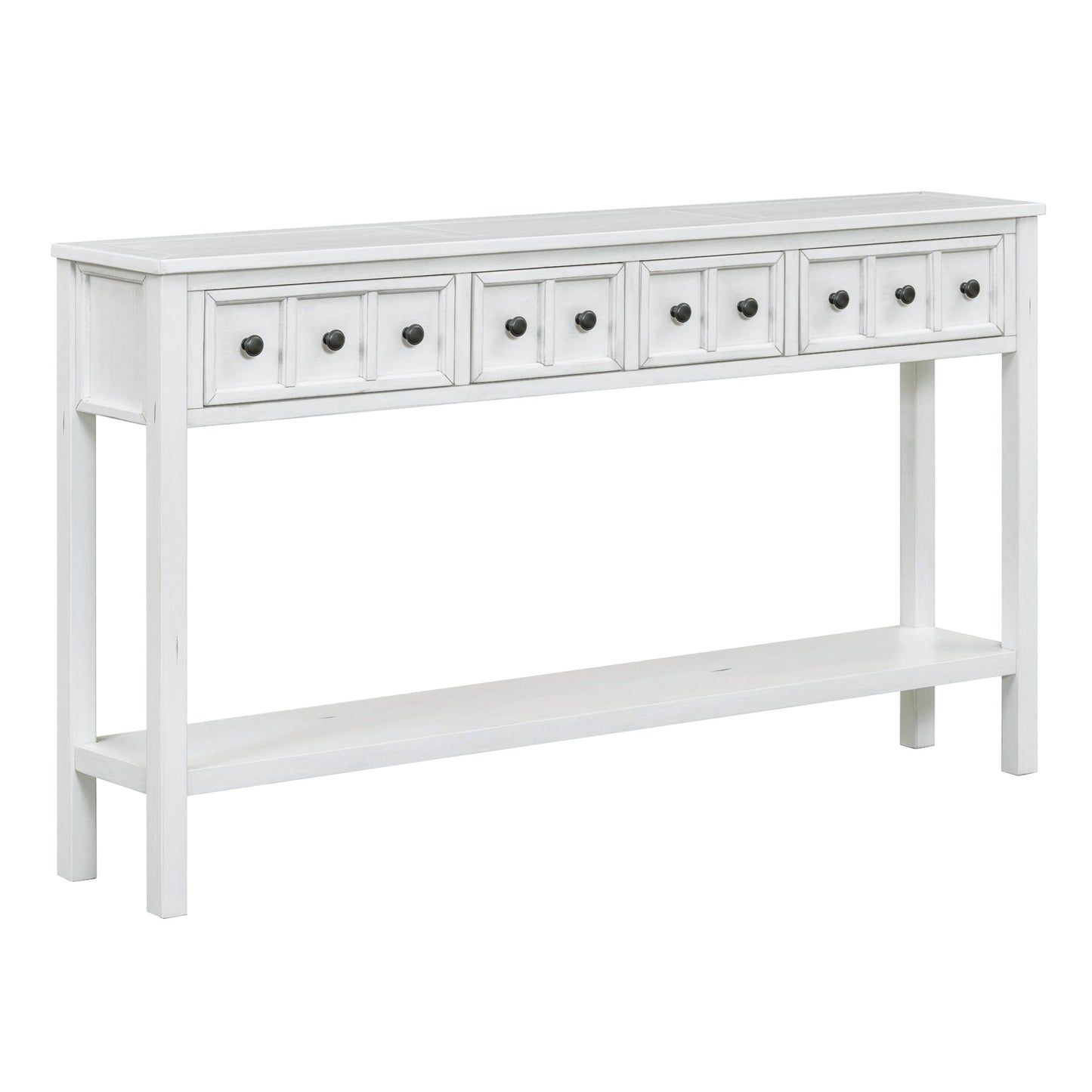 TREXM Rustic Entryway Console Table - 60" Long with Storage