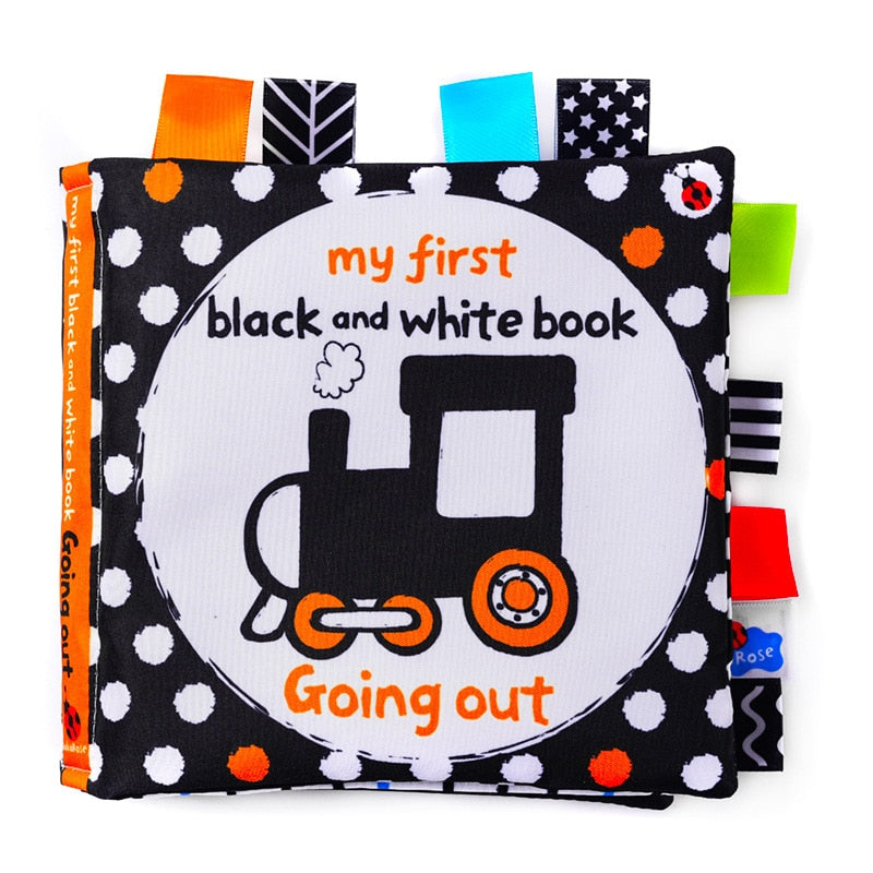 LakaRose Baby Black and White Label Cloth Book Newborn Infant Early Education Books Cloth Quiet Books - Korvel