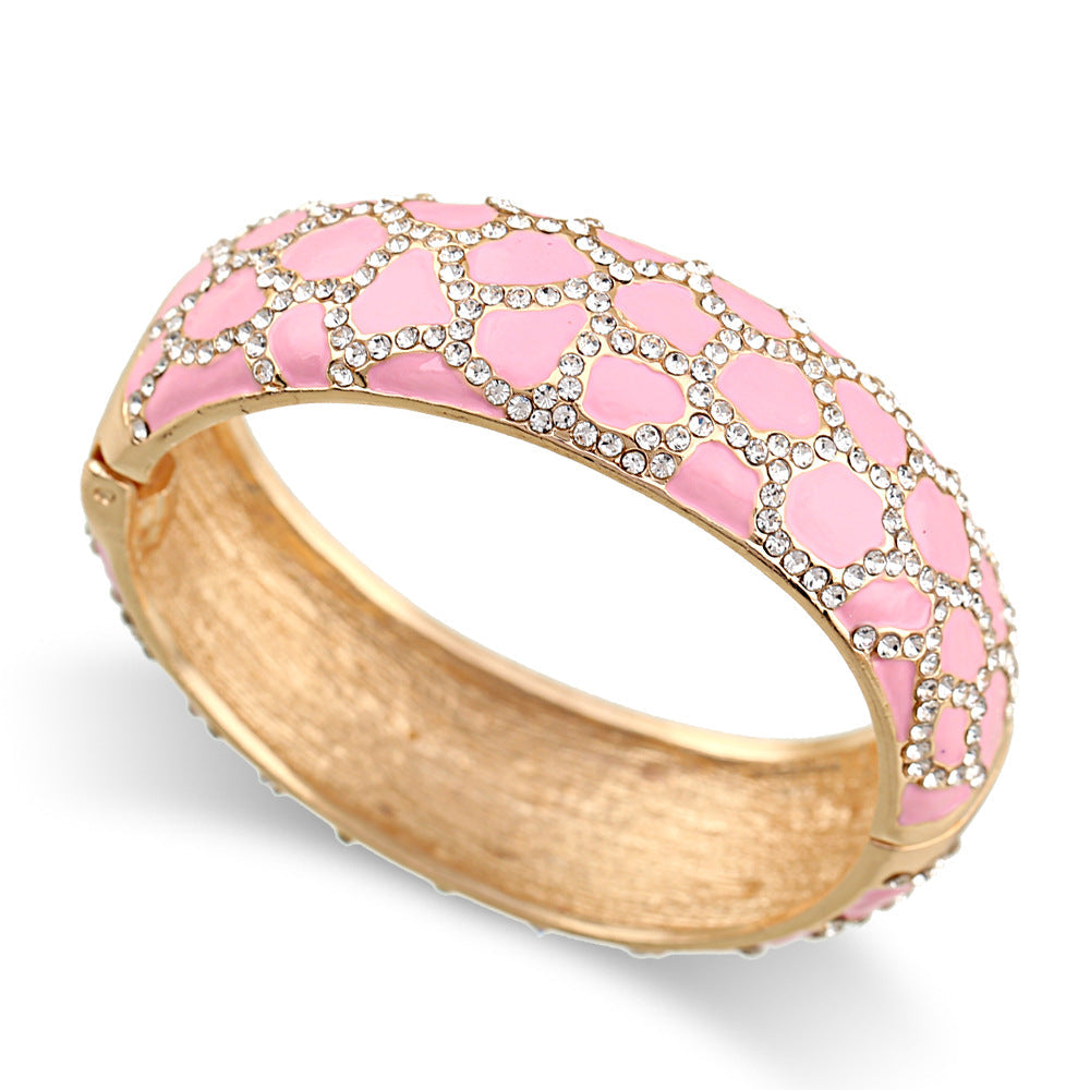 Leopard Patterned Enamel Diamond Drop Bracelet