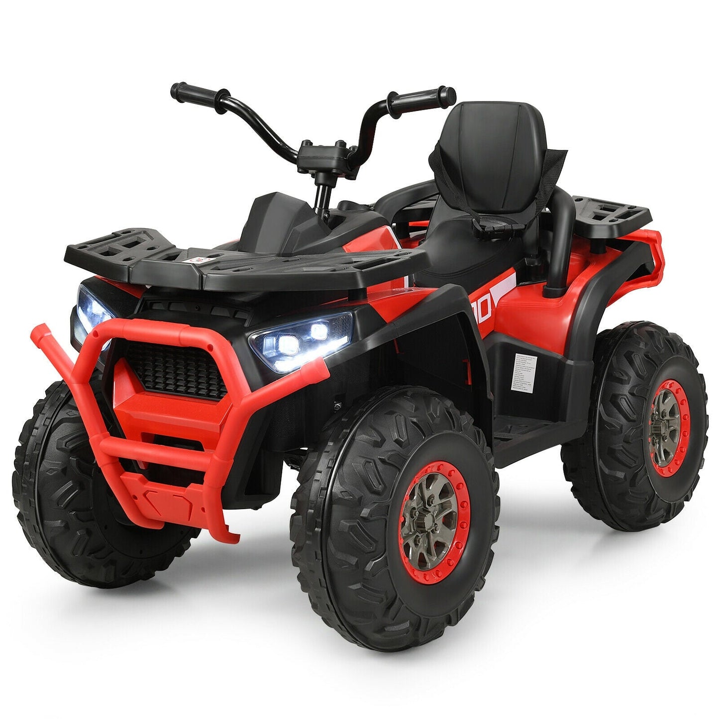 Quad ATV électrique 4 roues pour enfants 12V avec MP3 et lumières LED - Rouge