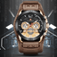 Reloj de cuero impermeable para hombres con cronómetros