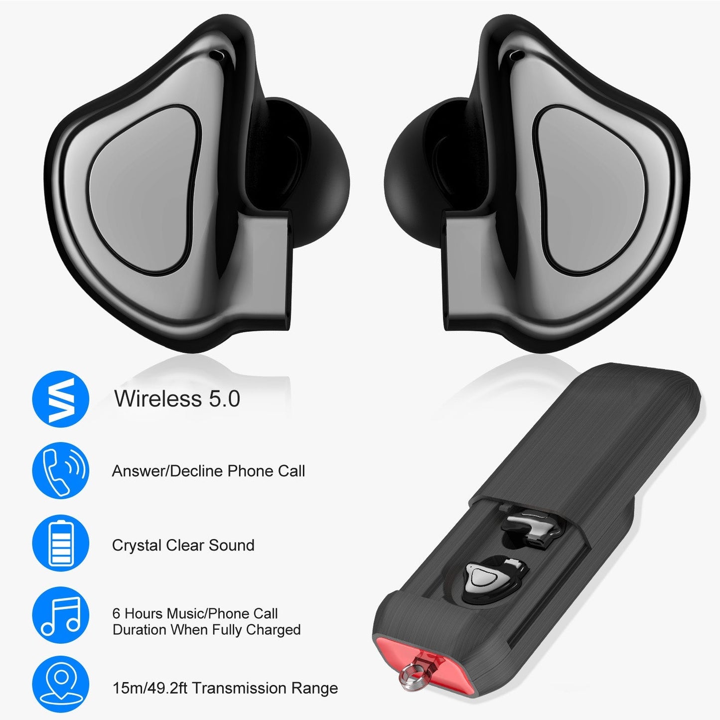 LJG True Wireless Earbuds V5.0 - Waterproof Stereo Headphones