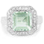 Bague en argent sterling avec améthyste verte de 5,21 carats et topaze blanche